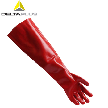 代尔塔 201601 加长版PVC防化手套 201601 加长60cm 红色 PVC