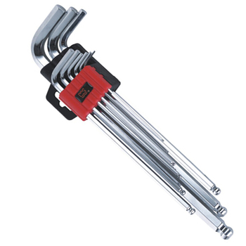 长城精工 GREATWALL 9PCSS2镜面球头加长内六角扳手组套 1.5~10mm 9件套 348609