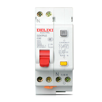 德力西DELIXI 漏电保护器DZ47PLEY-631P+N DZ47PLEY-63 1P+N（N极可开闭） D 10A 30mA 电子式 10A 30mA 1P+N 4.5kA