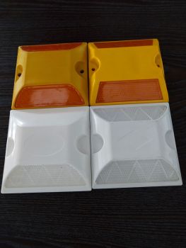 黄色塑料道钉 双面普亮橙橙反光片 95*95*20mm