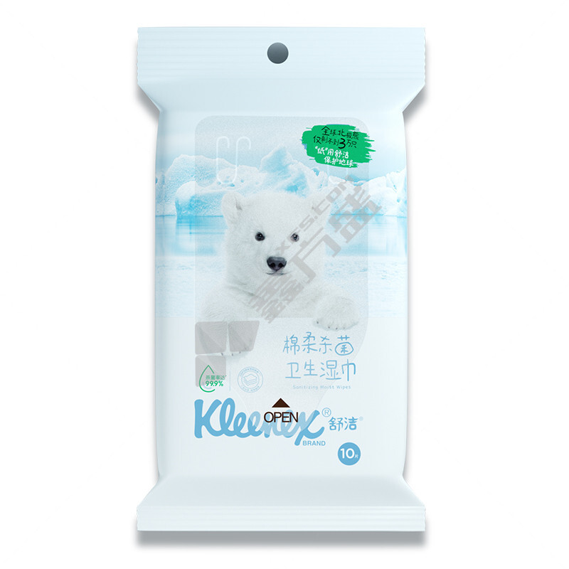 金佰利 91345 舒洁棉柔杀菌卫生湿巾 10抽/包 10包/箱 150*200mm