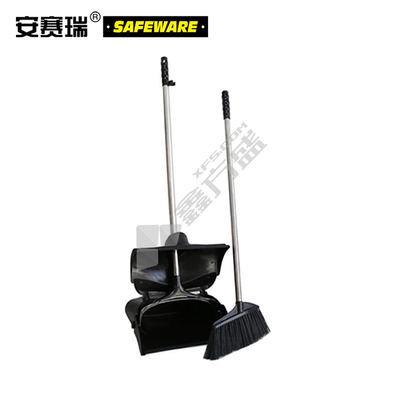 安赛瑞 13940 商用防风垃圾铲/扫把笤帚套装 黑色 13940 32.5cm 30cm