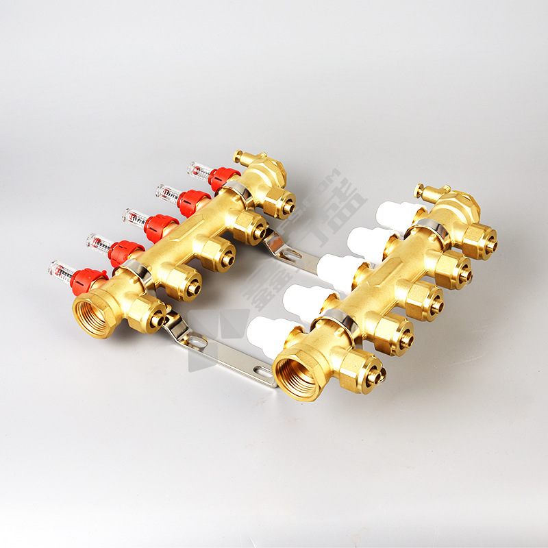 石达 铜分水器SD-1003本色（自动） 5路（25进，20出*2.0）配2根支架