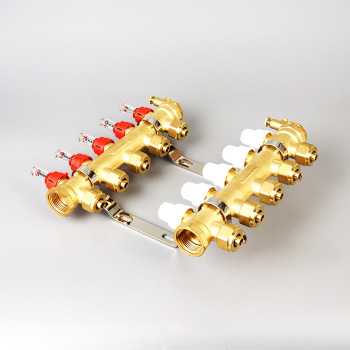 石达 铜分水器SD-1027铜手轮黄古铜（手动） 4路（25进，20出*2.3）配2根支架