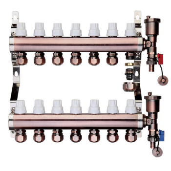石达 SD1024四方管球阀型分集水器（青古铜） 5路（32进，20出*2.0）配2根支架