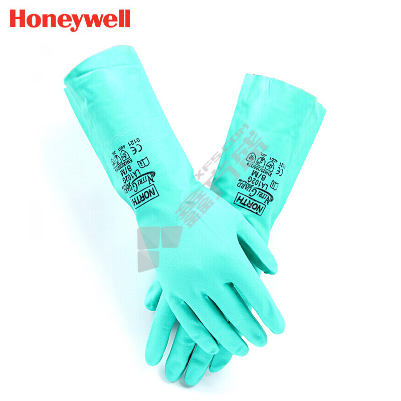 霍尼韦尔 无衬丁腈防护手套 LA172G 10码 蓝绿色