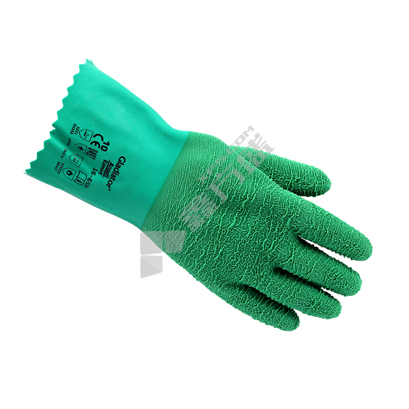 安思尔 16-650 橡胶防化耐高温手套 10码 绿色 橡胶