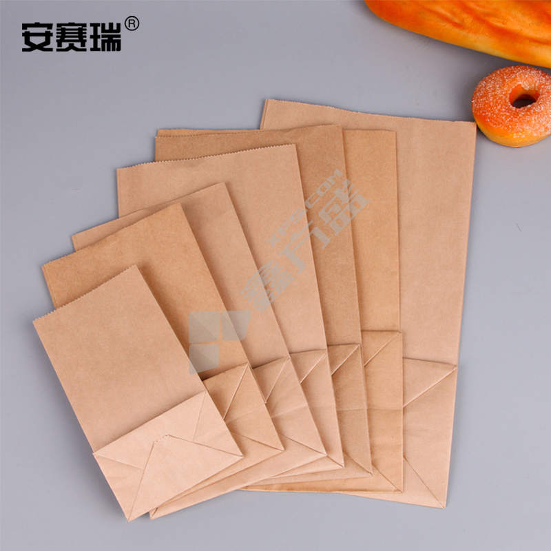 安赛瑞 防油牛皮淋膜纸袋加厚款 12*7*22cm 黄色