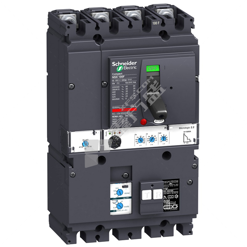 施耐德Schneider 塑壳漏电保护断路器VIGINSX160 VIGINSX160F MH TM80D 4P4D(4P)固定式前接线