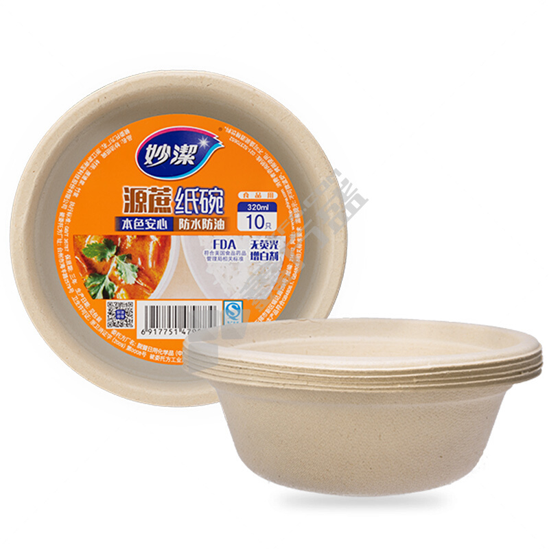 妙潔 纸碗 320ML 10只
