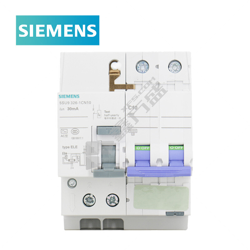 西门子 SIEMENS 微型漏电断路器5SU9/SN系列2P 5SU9326-1CN32(AC 30MA 2P 6KA C32) 电子式 32A 30mA 2P 6kA