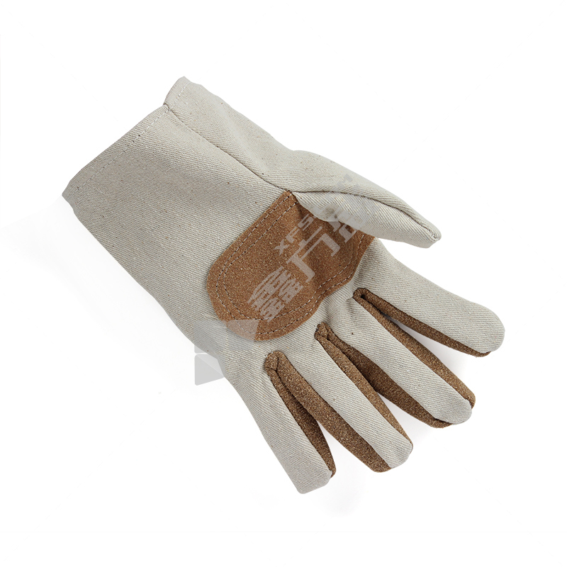 君御 帆布加皮手套 均码 米黄色