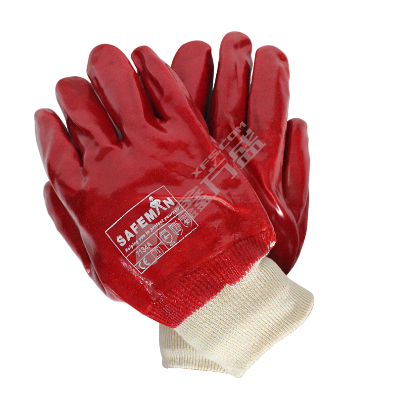 君御 PVC全浸棉衬手套 红色