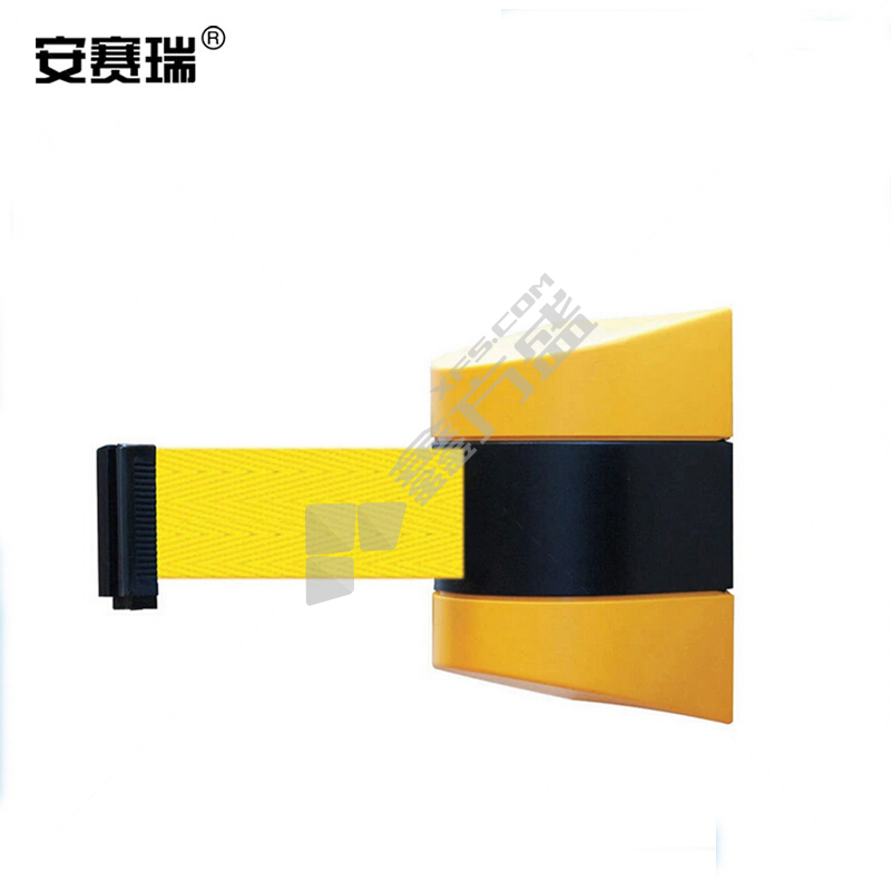 安赛瑞 11216 5M壁挂式伸缩隔离带头 长5m 黄色佩带 11216