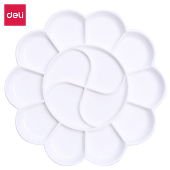 得力deli 优酷大号调色碟 9403 14格 195mm 白色