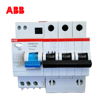 ABB 小型漏电断路器GSH203 A系列3P GSH203 A-B50/0.03 AP-R 3P 50A 30mA 电子式 6kA