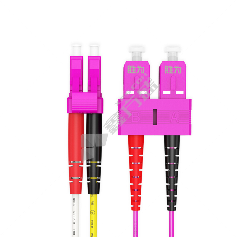 胜为shengwei LC-SC多模双芯OM4光纤跳线 紫色FLSO-2450 45米