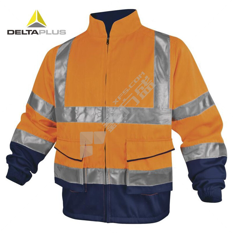 代尔塔 两件套荧光夹克 XL 橙色+藏青色 404012