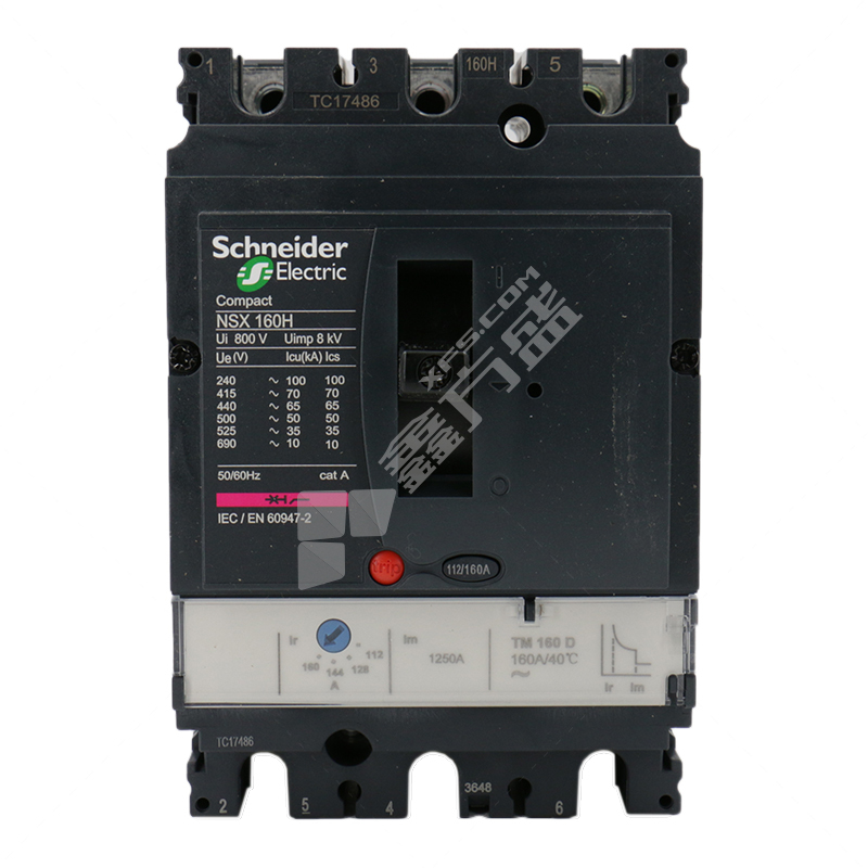 施耐德Schneider 塑壳配电保护断路器NSX160H NSX160H TM80D 3P3D(3P)电操AC220V