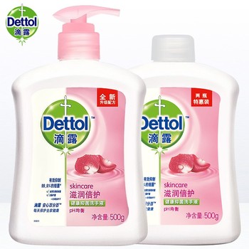滴露 滋润倍护健康抑菌洗手液 瓶装 500g+500g 花果香芬，柔润清香