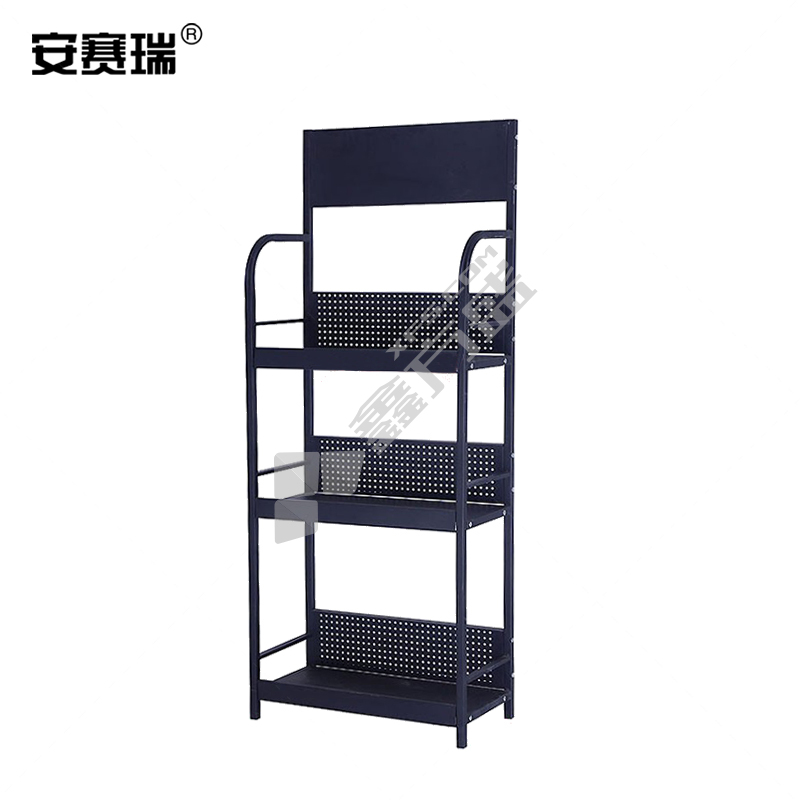 安赛瑞 超市便利店置物架展销架轻型小货架3层 超市便利店置物架展销架 黑色
