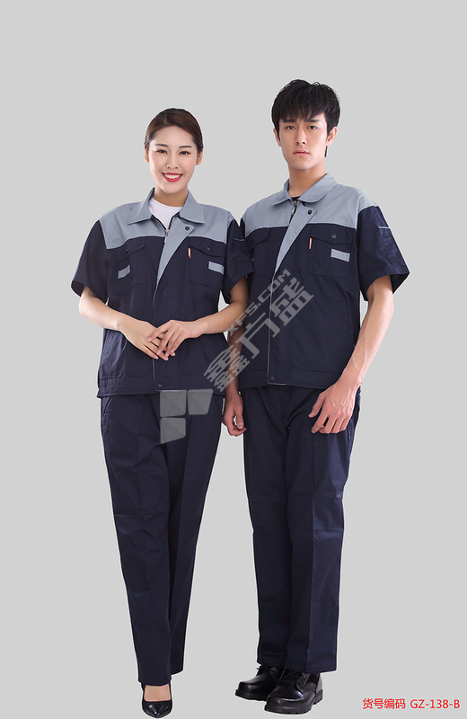 衣路千秋 GZ-138-B 夏季漂棉细斜纹工作服 GZ-138-B M 藏青色
