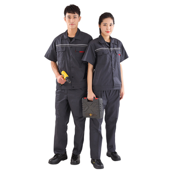 衣路千秋 GZ-152-B 夏季漂棉细斜纹工作服 GZ-152-B XL 炭灰色