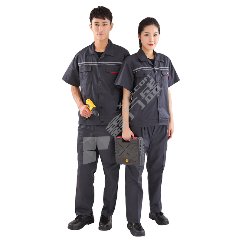 衣路千秋 GZ-152-B 夏季漂棉细斜纹工作服 GZ-152-B XL 炭灰色