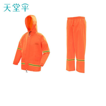 天堂 分体式雨衣带反光条双层 T093A 桔红色 XL