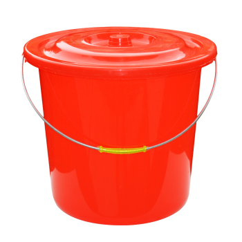 红色塑料水桶 圆桶 带盖 带提手 42号桶 23L 红色
