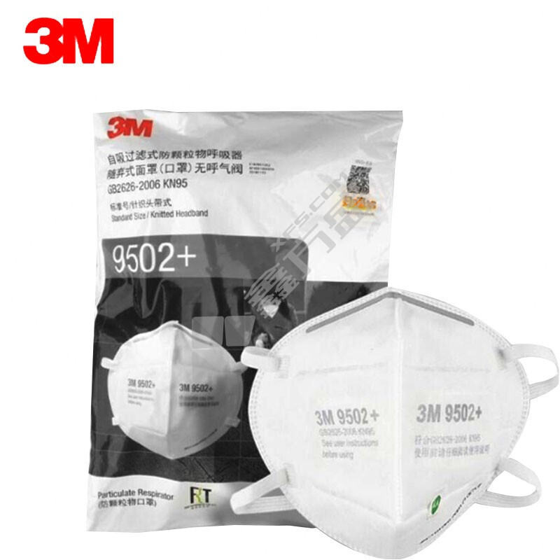 3M 9502+ 头戴式自吸过滤式防颗粒物呼吸器环保装 白色 头戴式 50只/袋