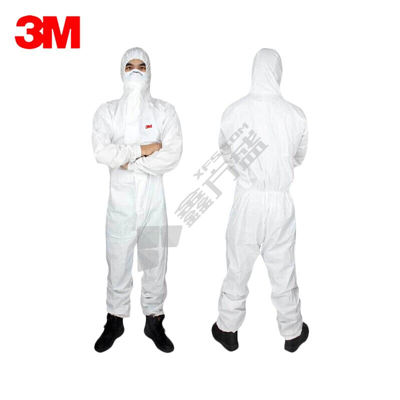 3M 带帽连体防护服 4545 XL 白色