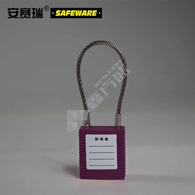 安赛瑞 钢缆线安全挂锁 14691 锁体45*38mm/紫