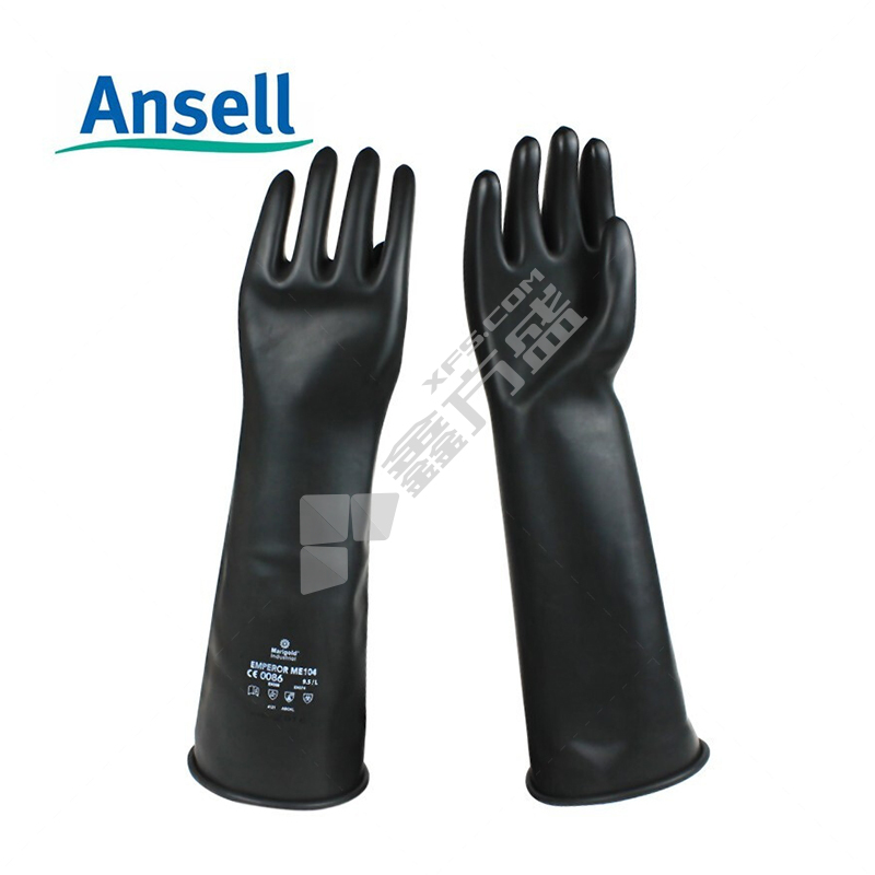 安思尔 ME104 橡胶防化手套 黑色 天然橡胶 87-104