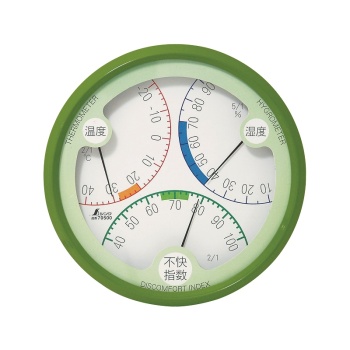 亲和测定 温湿度计 不适指数计R-2圆型15cm绿 70500