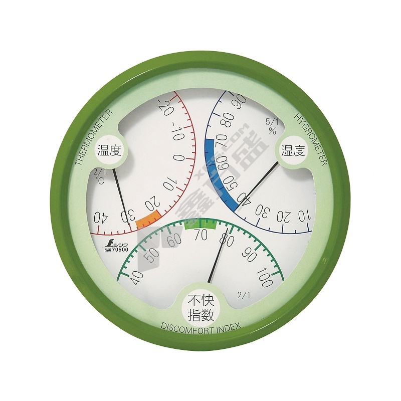 亲和测定 温湿度计 不适指数计R-1圆型15cm叶绿 70480