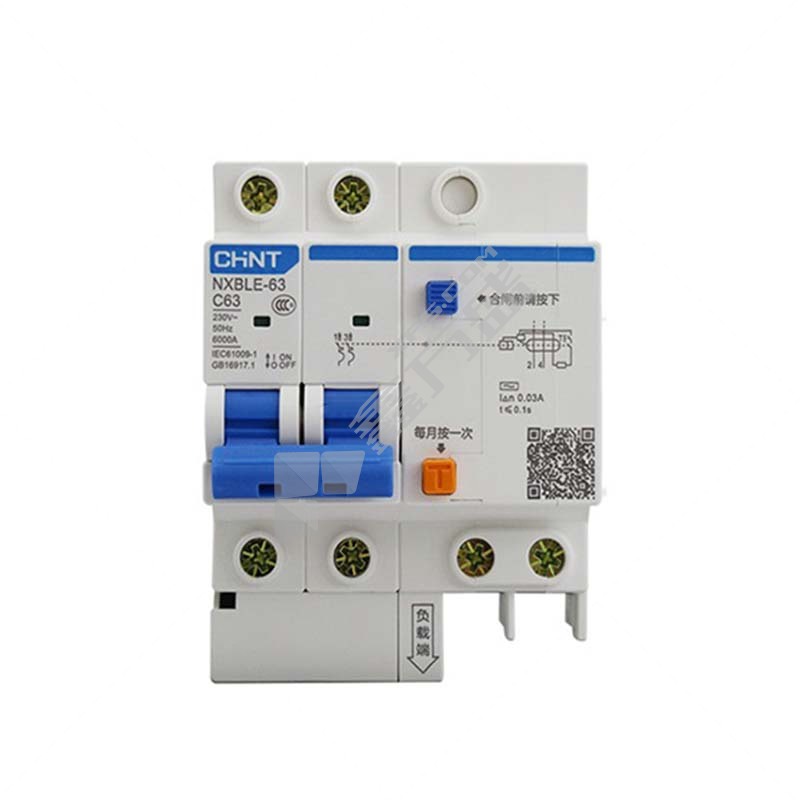 正泰 CHNT 小型漏电断路器NXBLE-63系列2P NXBLE-63 2P C63 30mA 6kA 电子式 63A 30mA 2P 6kA