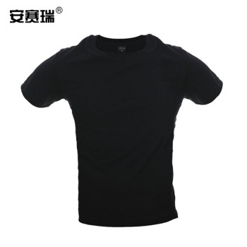 安赛瑞 黑色圆领短袖T恤 11257 L码 黑色