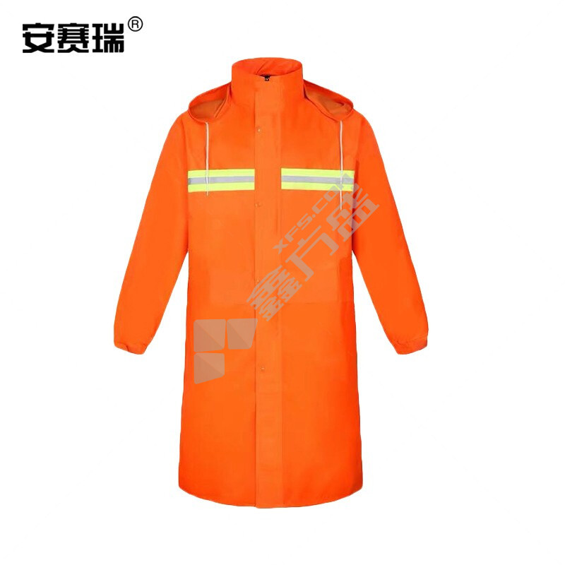 安赛瑞 荧光橙长款反光雨衣 175码 荧光橙 360006