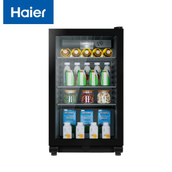 海尔 （Haier）LC-98H 冰吧 98升立式展示柜小型冰箱 饮料茶叶水果冷藏保鲜柜 黑色
