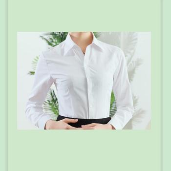 乔治白 蓝色细条纹长袖衬衫女士45%棉55%纤 T/JC45S*CVC45S（女长）