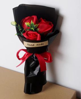 #玫瑰花束仿真永生花香皂花送男女生朋友生日礼物小花束礼盒 红色高28cm宽15cm