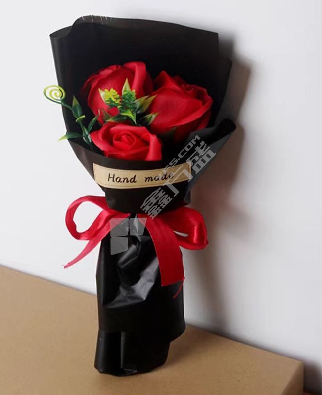 #玫瑰花束仿真永生花香皂花送男女生朋友生日礼物小花束礼盒 红色高28cm宽15cm