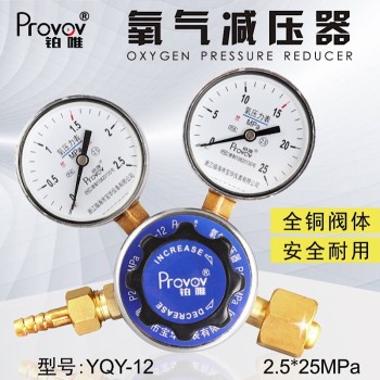 铂唯 氧气减压阀YQY-12氧气钢瓶调压阀压力表O2气体稳压减压器 氧气减压器YQY-12