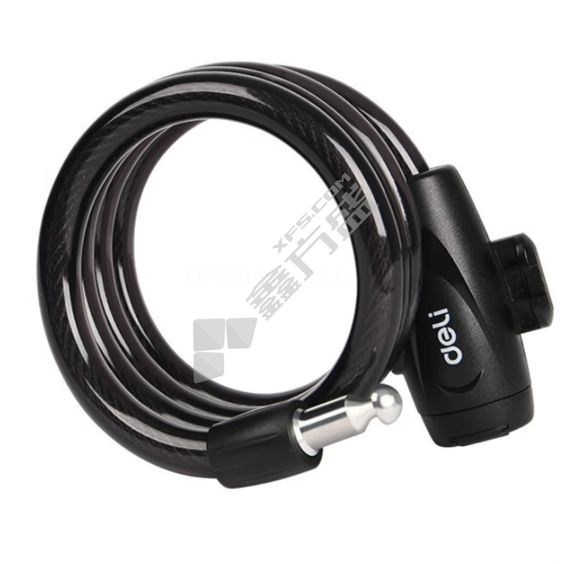 得力 黑色钢缆锁 DL508011/1.2m