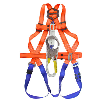 建钢 坠落悬挂全身式单挂点缓冲安全带不带腰带腰垫 680802 橙色 单大钩单绳绳长1.6米