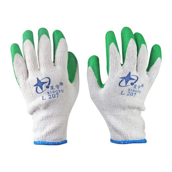 星宇 L207 粗棉纤维皱纹手套 均码 白纱绿
